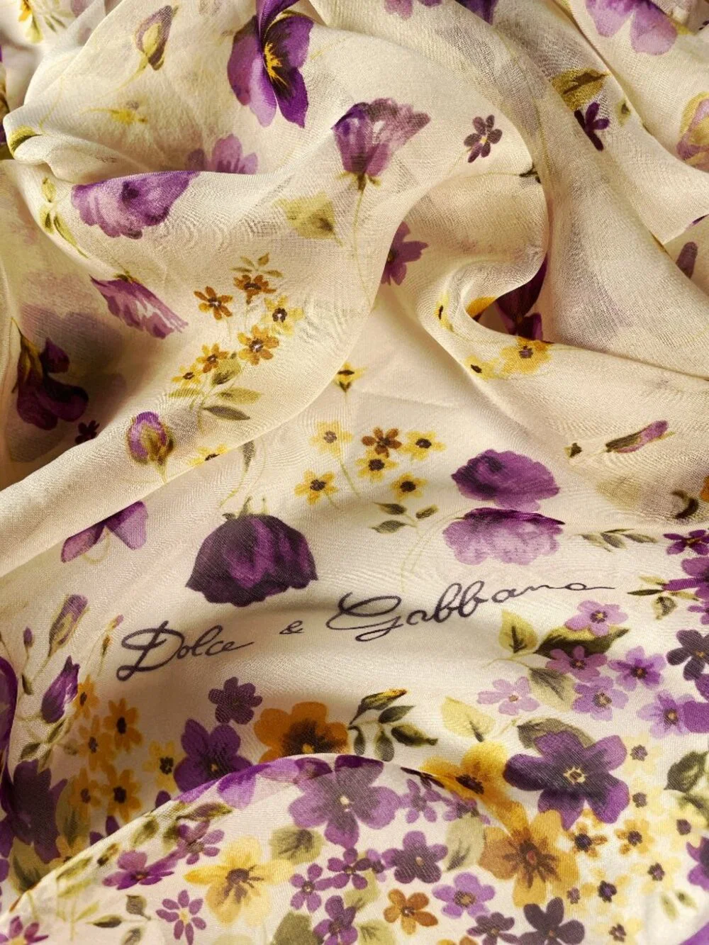 Dolce & Gabbana Silk Chiffon Floral Scarf
